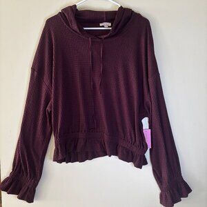 Riley & Rae Hooded Sweater XXL Spiced Wine Color MSRP 69.00
